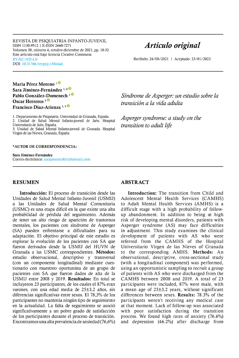 Síndrome de Asperger: un estudio sobre la transición a la vida adulta